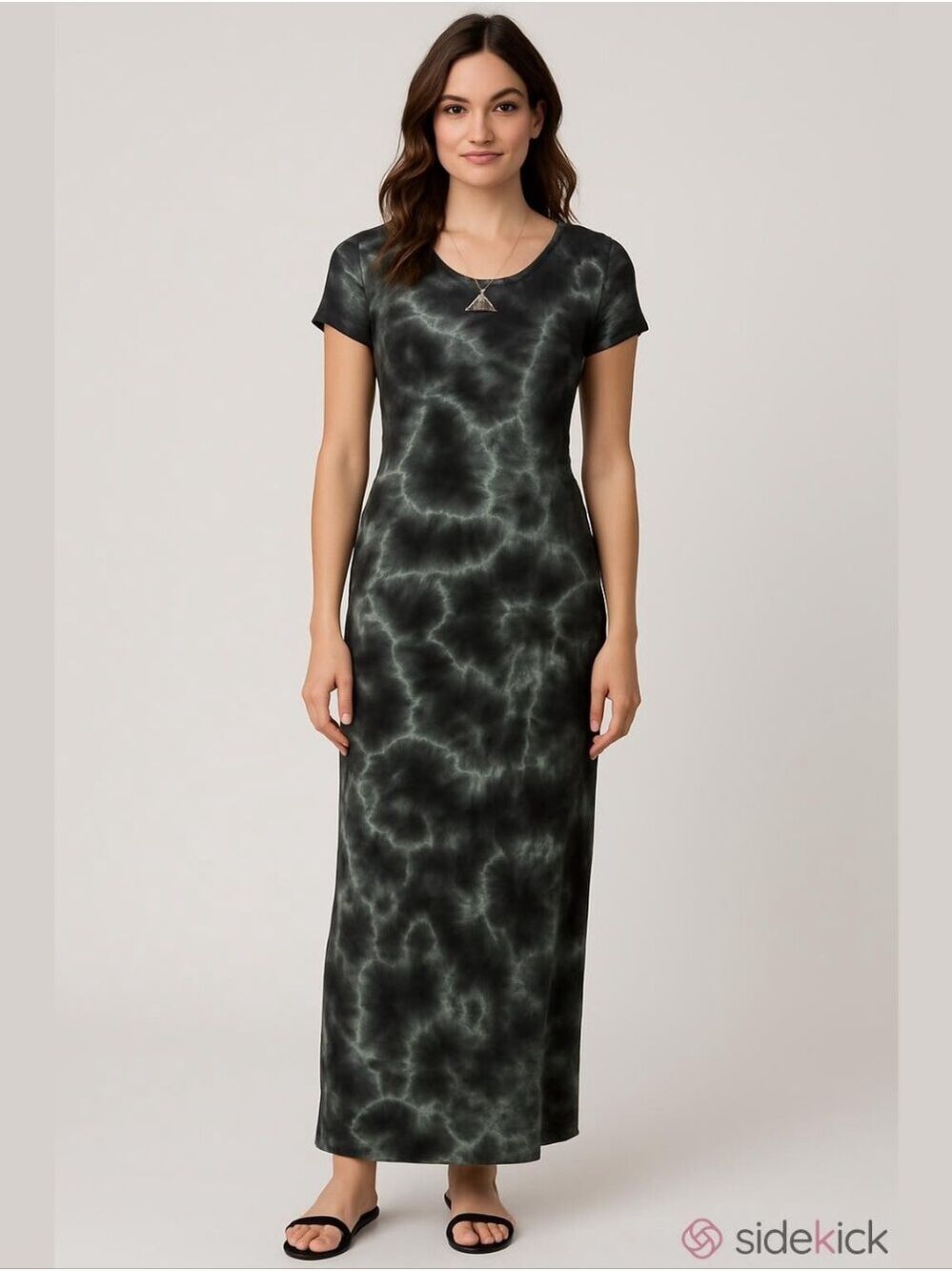 Romeo & Juliet Couture Tie Dye Cloud Print Maxi Dress Grey Black Size M